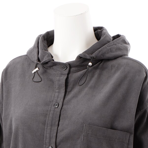 NEW】アル・ディ・ラ（AL DI LA）/コーデュロイフード付ロングシャツ