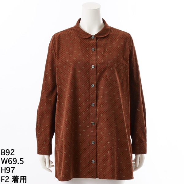 アル・ディ・ラ（AL DI LA）/【洗える】小紋柄コーデュロイシャツ