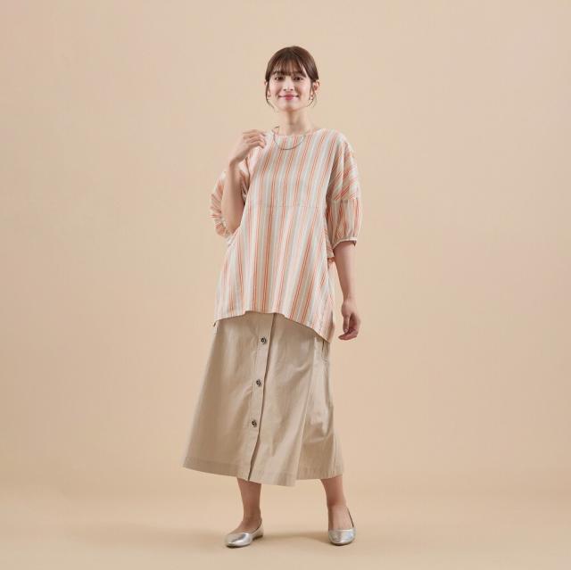 アル・ディ・ラ（AL DI LA）/【洗える】ストライプゆったりブラウス