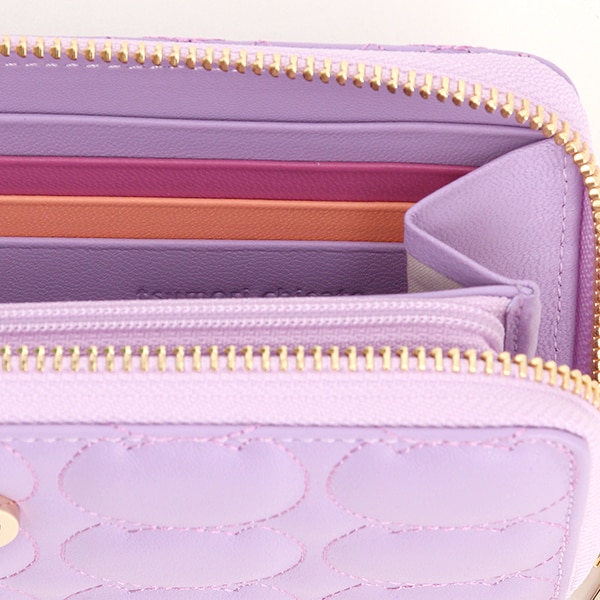 クラフトフラワー ラウンドファスナー折り財布 花柄 牛革 日本製