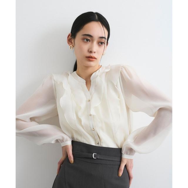 ビス（VIS）/【洗える】シアーラッフルブラウスの通販は