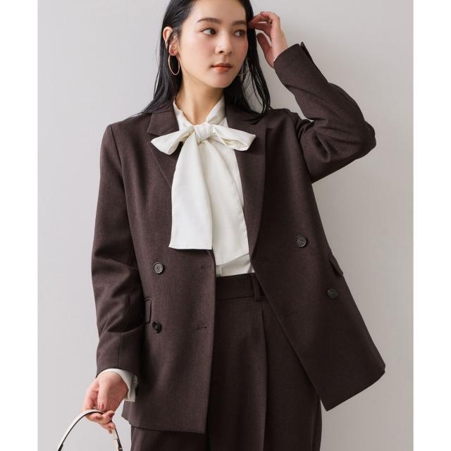 ビス（VIS）/【美easy】ウーリッシュダブルブレストテーラードジャケット【セットアップ対応/洗える】