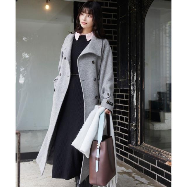 ビス（VIS）/尾州シャギースタンドカラーロングコート/静電気防止・WEB限定PS・TMサイズ