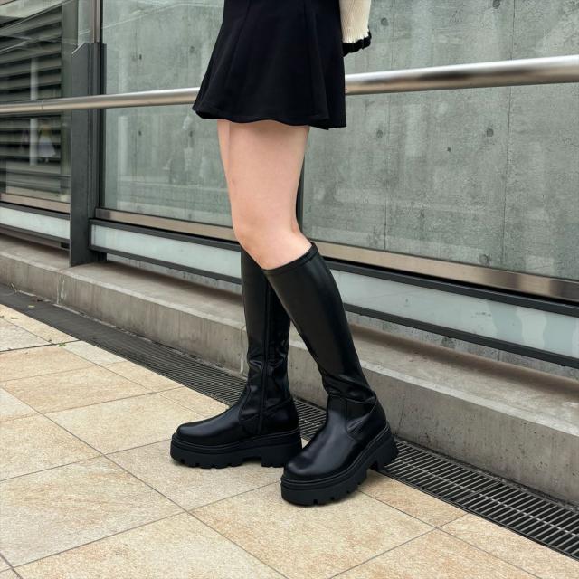 EVOL（EVOL）/【24秋冬新作】 2段ソール厚底ストレッチロングブーツ IX5496 EVOL（EVOL）/【24秋冬新作】 2段ソール厚底ストレッチロングブーツ