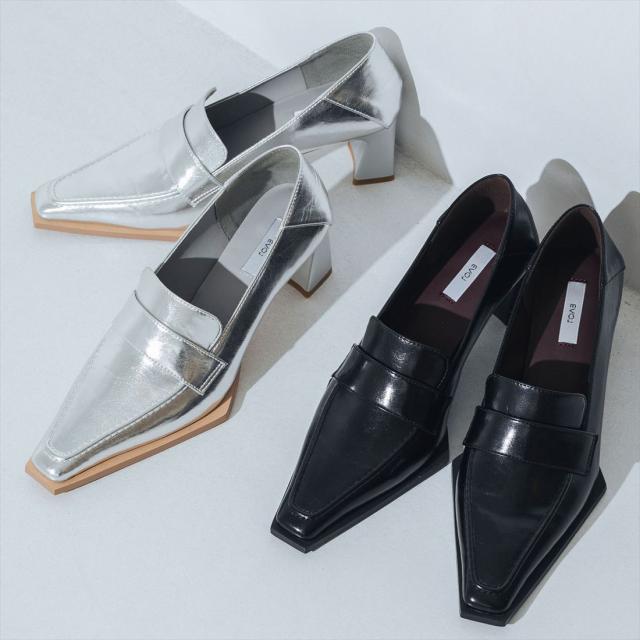 EVOL（EVOL）/【25春夏新作】【クッション入り】6cmヒールスクエアローファー BY23834