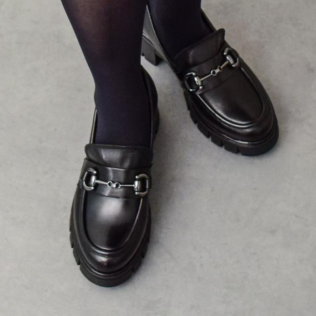 パラディクルール（PARADIS COULEUR）/25秋冬新作◆PARADIS COULEUR◆5．5cmヒール◆トラックソールビットローファー