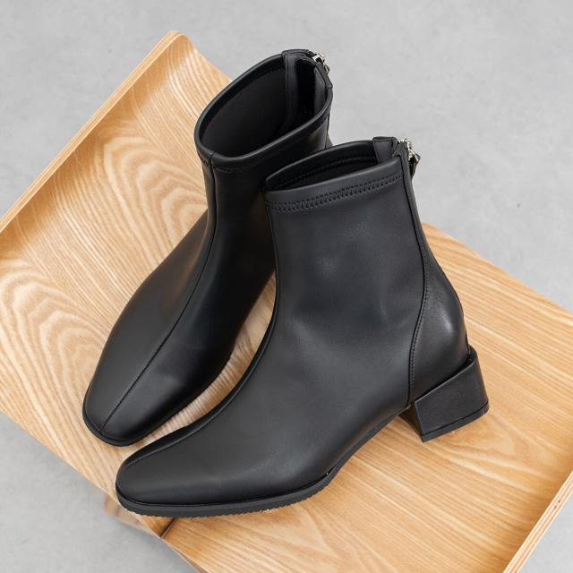 パラディクルール（PARADIS COULEUR）/25秋冬新作◆PARADIS COULEUR4．5cmヒールスクエアトウバックジップストレッチブーツ