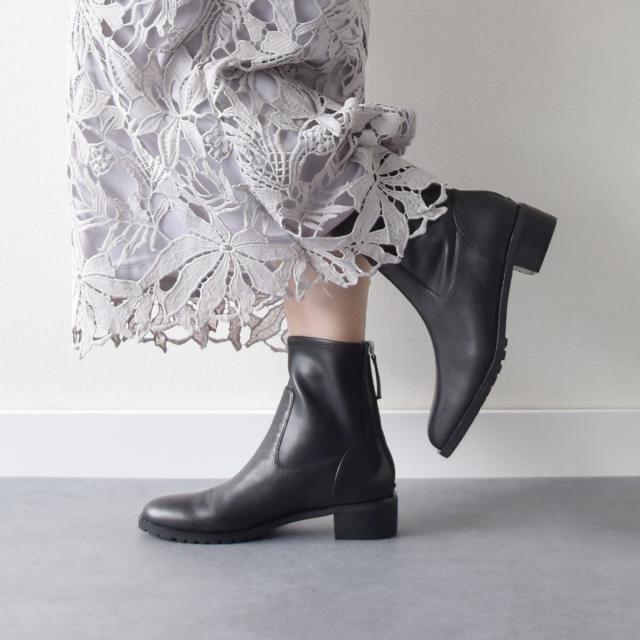 パラディクルール（PARADIS COULEUR）/PARADIS COULEUR◆3．5cmヒール◆バックジップストレッチショートブーツ