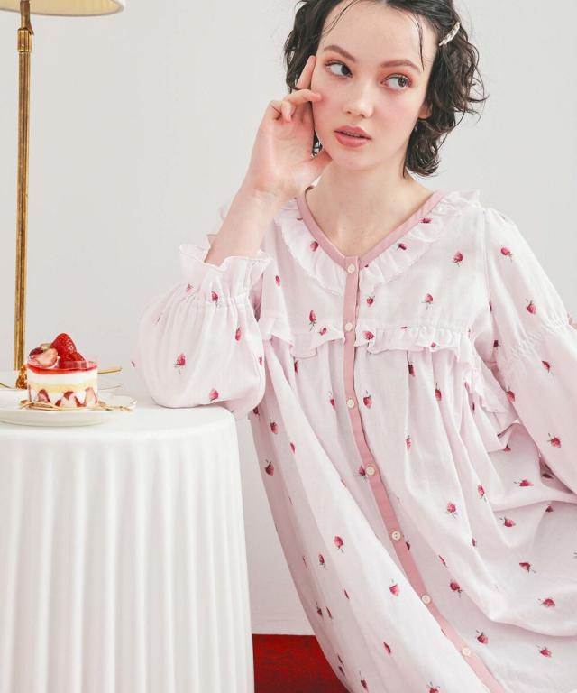 ナルエー（narue）/ルームウェア　 コットンWガーゼいちご