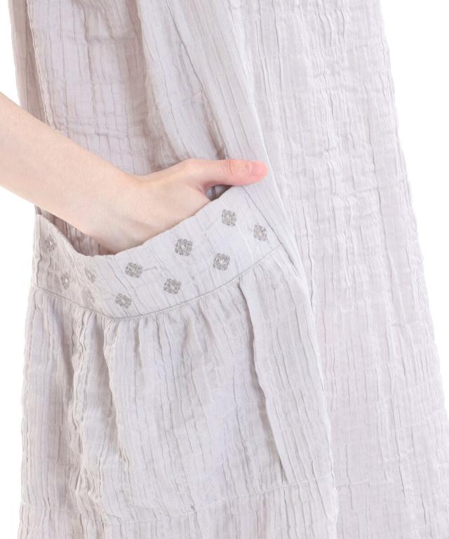 ナルエー（narue）/ルームウェア　 シャーリングダブルガーゼプティ刺繍ノースリーブワンピース_11
