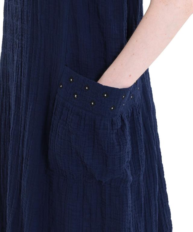ナルエー（narue）/ルームウェア　 シャーリングダブルガーゼプティ刺繍ノースリーブワンピース_17