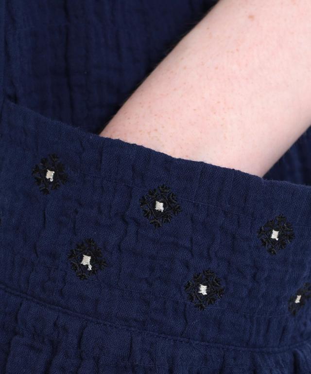 ナルエー（narue）/ルームウェア　 シャーリングダブルガーゼプティ刺繍ノースリーブワンピース_18