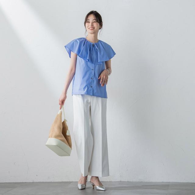 ロートレアモン（LAUTREAMONT）/【WEB＆一部店舗限定】ケープカラーノースリーブブラウス≪洗濯機で洗える≫