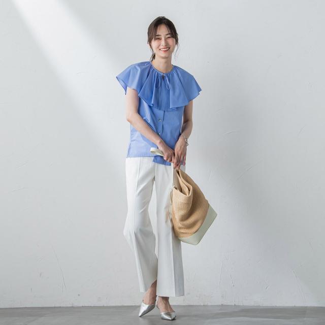 ロートレアモン（LAUTREAMONT）/【WEB＆一部店舗限定】ケープカラーノースリーブブラウス≪洗濯機で洗える≫