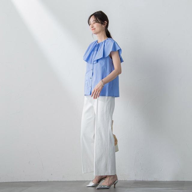 ロートレアモン（LAUTREAMONT）/【WEB＆一部店舗限定】ケープカラーノースリーブブラウス≪洗濯機で洗える≫