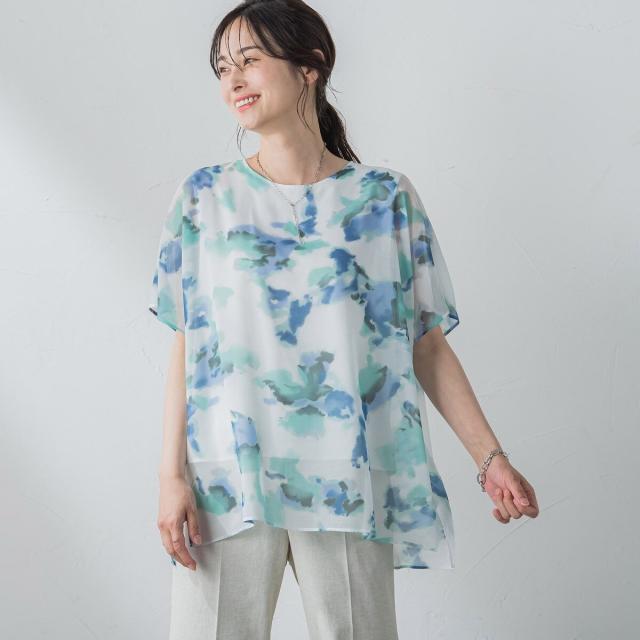 ロートレアモン（LAUTREAMONT）/ぼかし柄プリントブラウス≪洗濯機で洗える≫