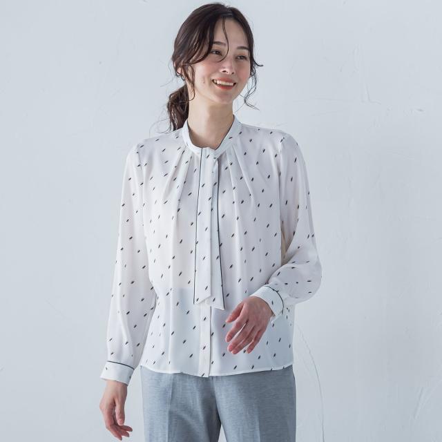 ロートレアモン（LAUTREAMONT）/クラシックボウタイプリントブラウス≪洗濯機で洗える≫