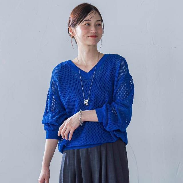 ロートレアモン（LAUTREAMONT）/ドライタッチメッシュVネックニット≪手洗い可能≫