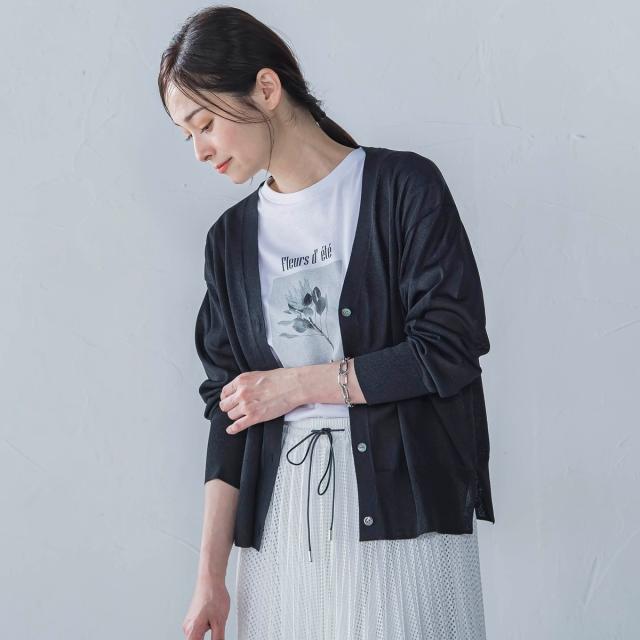 LAUTREAMONT 長袖 カーディガン Vネック ベージュ 38 ロートレアモン LAUTREAMONT Vネックニットカーディガン≪手洗い