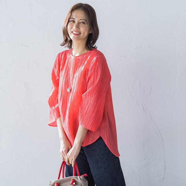 ロートレアモン（LAUTREAMONT）/リボン袖楊柳ブラウス≪洗濯機で洗える≫