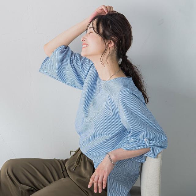 ロートレアモン（LAUTREAMONT）/【WEB限定】クールマックスサッカーブラウス≪洗濯機で洗える≫