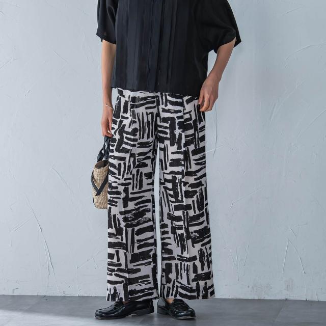 ロートレアモン（LAUTREAMONT）/麻調ボイルプリントパンツ≪洗濯機で洗える≫