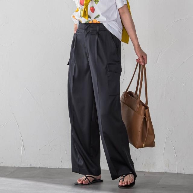 ロートレアモン　LAUTREAMONT　パンツ　濃紺　綺麗　大人 ハイパーストレッチデニムライクパンツ≪洗濯機で洗える