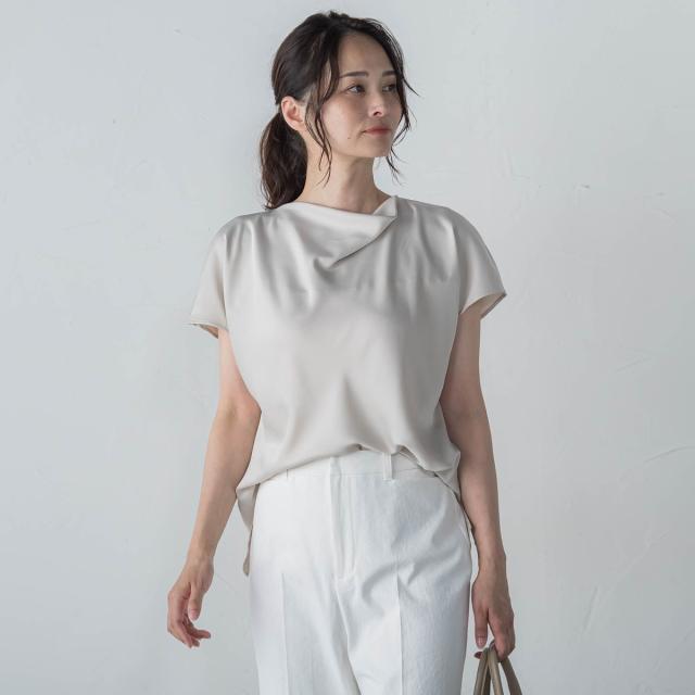 ロートレアモン（LAUTREAMONT）/ドレープネックサテンブラウス≪手洗い可能≫