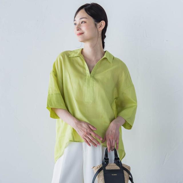 ロートレアモン（LAUTREAMONT）/シアーリネンVネックブラウス≪手洗い可能≫