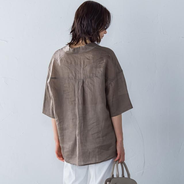ロートレアモン（LAUTREAMONT）/シアーリネンVネックブラウス≪手洗い