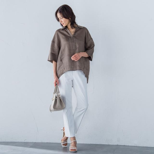 ロートレアモン（LAUTREAMONT）/シアーリネンVネックブラウス≪手洗い