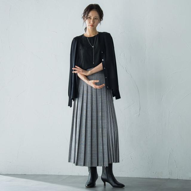 ロートレアモン（LAUTREAMONT）/アシンメトリーコンビプリーツスカート