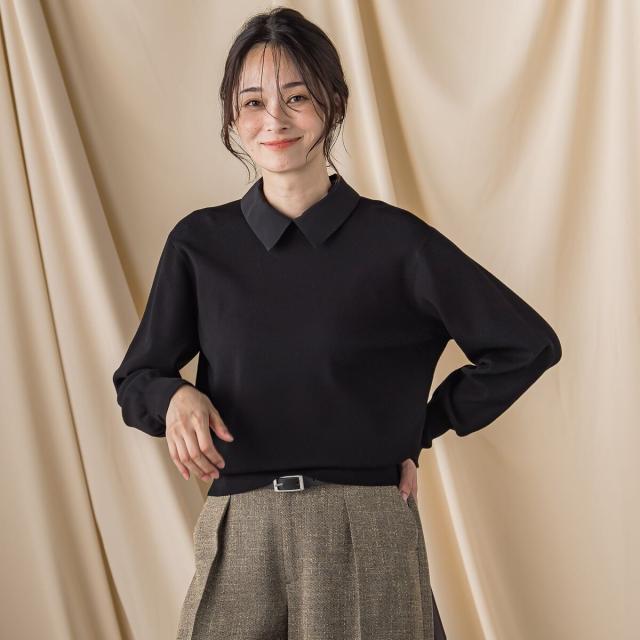 ロートレアモン（LAUTREAMONT）/2WAYシャツ襟付きニットプルオーバー≪手洗い可能≫