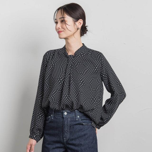 ロートレアモン（LAUTREAMONT）/【WEB限定】バックサテン小紋プリントブラウス