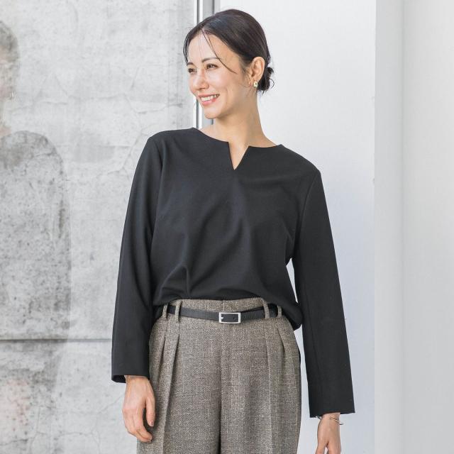 ロートレアモン（LAUTREAMONT）/両面起毛キーネックブラウス＜WEB限定11号サイズ＞