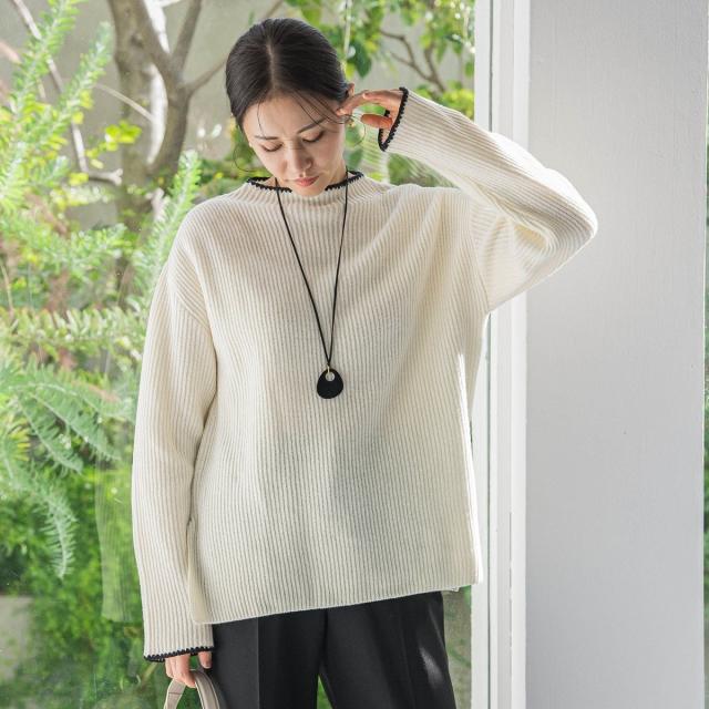 ロートレアモン（LAUTREAMONT）/刺繍トリムハイネックニット≪洗える≫_1