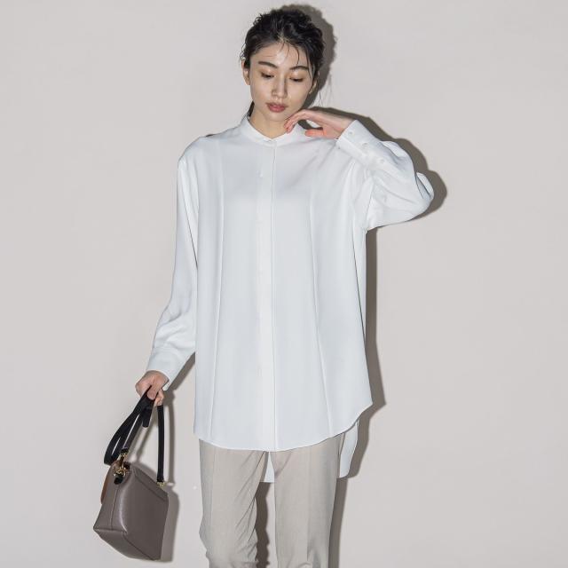 ラエフ（la．f．．．）/ダブルクロス2WAYロングシャツブラウス≪洗濯機で洗える/セットアップ対応≫