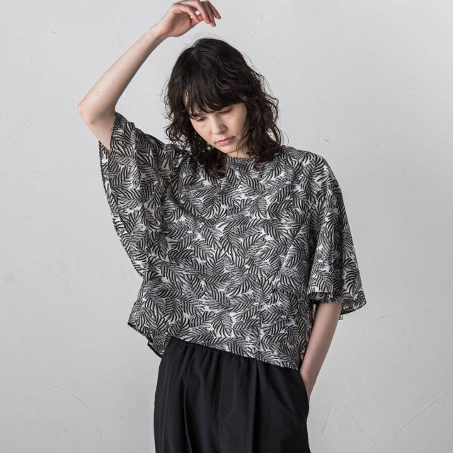 ラエフ（la．f．．．）/リーフプリントブラウス≪洗濯機で洗える≫