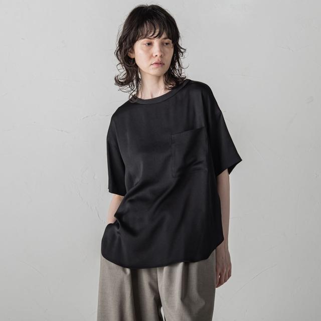 ラエフ（la．f．．．）/胸ポケットサテンヴィンテージブラウス≪手洗い可能≫