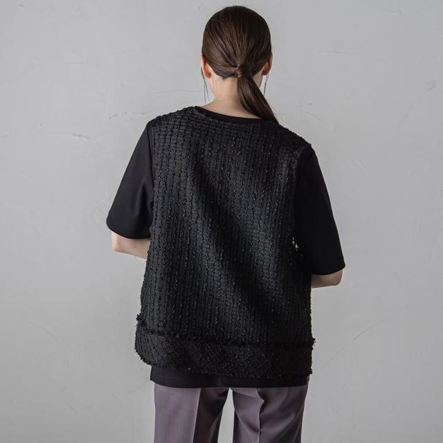 ラエフ（la．f．．．）/リボンジャガードツィードブラウス≪洗濯機で洗える≫ ラエフ（la．f．．．）/リボンジャガードツィードブラウス≪洗濯機で