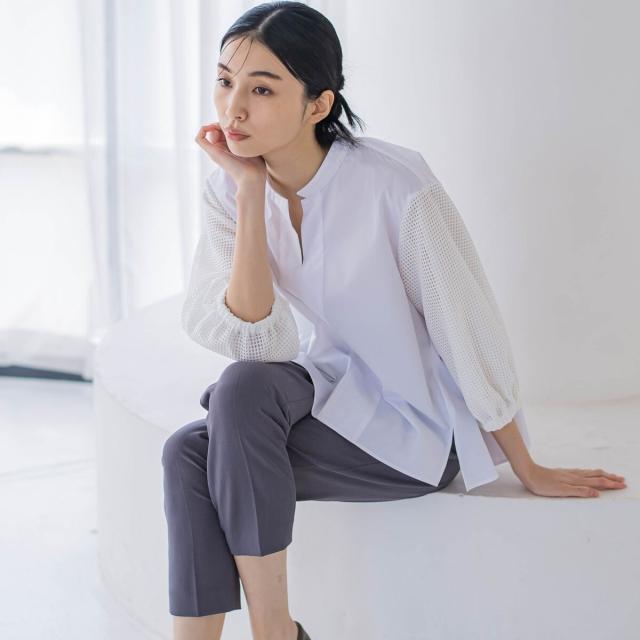 ラエフ（la．f．．．）/袖レースブラウス≪洗濯機で洗える/防シワ/接触冷感/紫外線防止≫の通販は