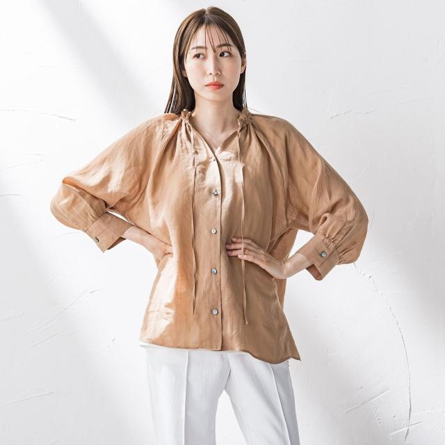 ラエフ（la．f．．．）/【biyori】ラミーブラウス≪洗濯機で洗える≫