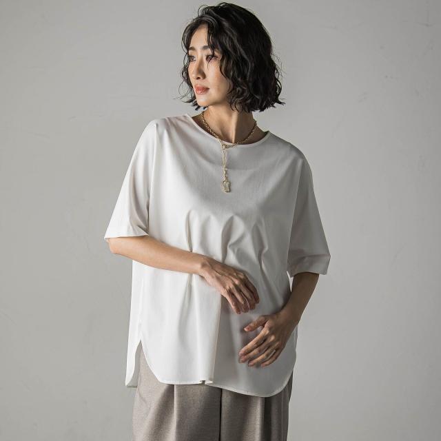 ラエフ（la．f．．．）/バックサテンカットソー≪洗濯機で洗える≫