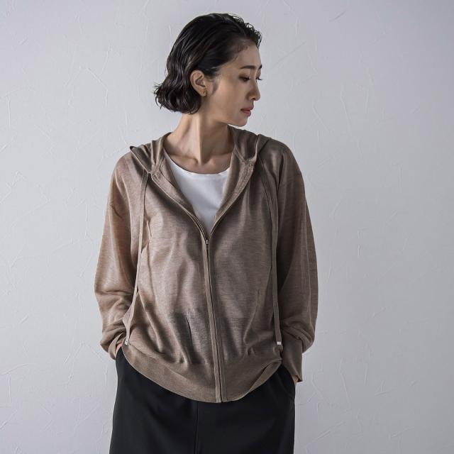 ラエフ（la．f．．．）/シアーシャイニーニットパーカー≪手洗い可能≫