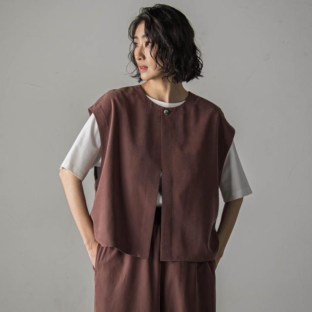 ラエフ（la．f．．．）/【biyori】”着こなし自在”2wayピーチポプリンジレ≪洗濯機で洗える≫