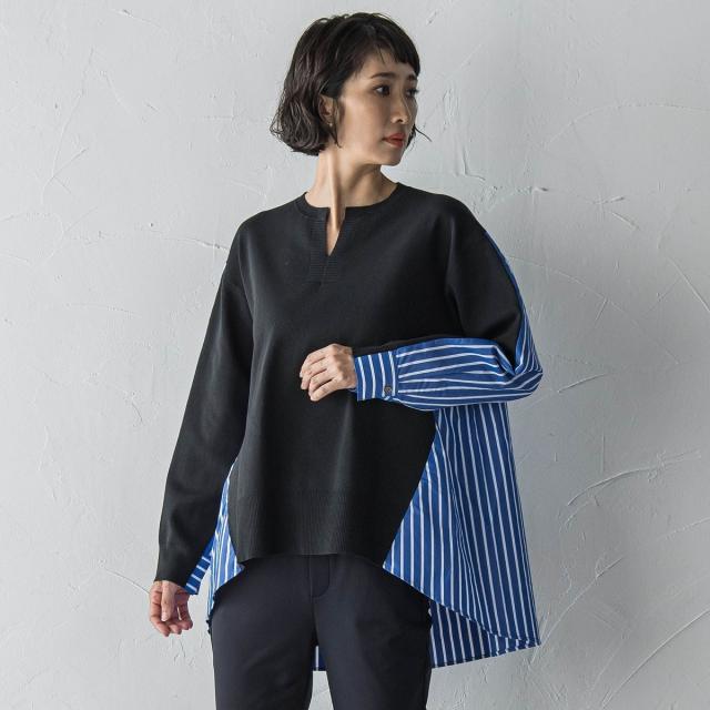 ラエフ（la．f．．．）/バックギャザー切り替えニット≪手洗い可能≫