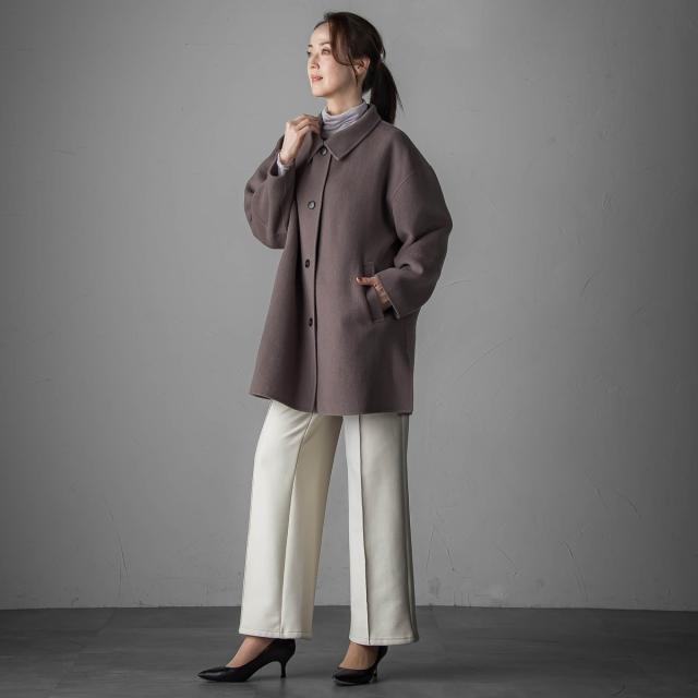 定価5.4万円 新品 Laf ラエフ ジャケットコート La.f ウール100% ラエフ（la．f．．．）/”軽さと贅沢なぬくもり”スタンドカラーリバー