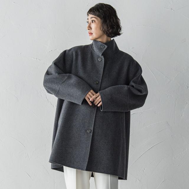 定価5.4万円 新品 Laf ラエフ ジャケットコート La.f ウール100% ラエフ（la．f．．．）/”軽さと贅沢なぬくもり”スタンドカラーリバー