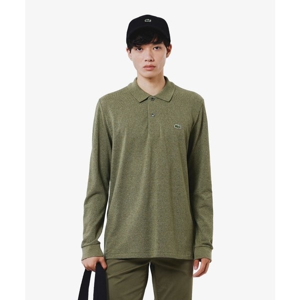 ラコステ（LACOSTE）/長袖 リブ メランジカラ−ポロシャツ L1313 （杢・長袖)