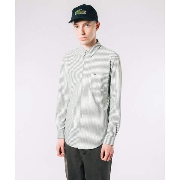 ラコステ（LACOSTE）/クールマックスブレンド鹿の子地ストライプシャツ